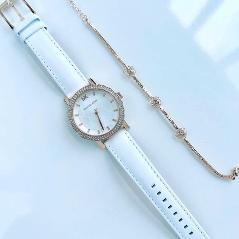 Michael Kors Corey |Nữ Giới |Đính Đá |Dây Da Trắng |Máy Pin (Quartz) |Size 36mm