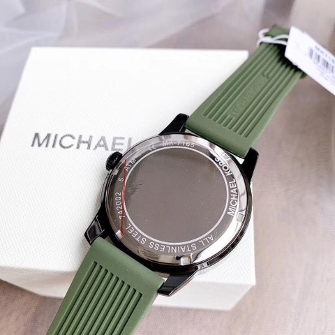 Michael Kors 6 Kim |Nam Giới |Mặt Full Đen |Dây Cao Su Xanh Rêu |Máy Pin (Quartz) |Size 40mm