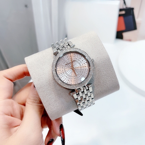 Michael Kors Darci |Nữ Giới |Mặt Trắng |Đính Đá |Dây Kim Loại Silver |Máy Pin (Quartz) |Size 39mm
