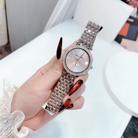 Michael Kors Darci |Nữ Giới |Mặt Trắng |Đính Đá |Dây Kim Loại Silver |Máy Pin (Quartz) |Size 39mm