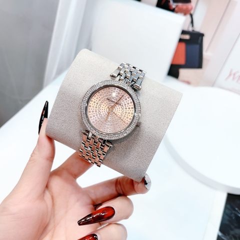 Michael Kors Darci |Nữ Giới |Mặt Trắng |Đính Đá |Dây Kim Loại Silver |Máy Pin (Quartz) |Size 39mm