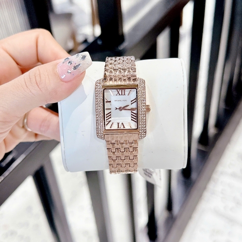 Micheal Kors Emery |Nữ Giới |Mặt Đính Đá |Dây Kim Loại Rose Gold |Máy Pin (Quartz) |Size 33x37mm