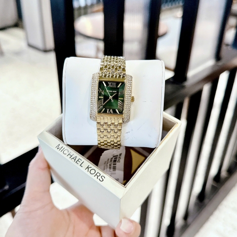 Micheal Kors Emery |Nữ Giới |Mặt Xanh Lá |Đính Đá |Dây Vàng Gold |Máy Pin (Quartz) |Size 33x37mm