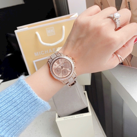 Michael Kors Everest Chronograph |Nữ Giới |Full Đá |Rose Gold |Máy Pin |Size Lớn 36mm
