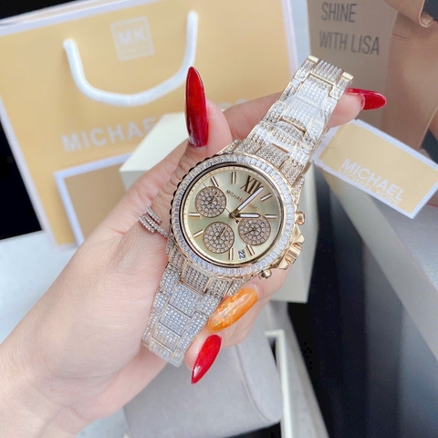 Michael Kors Everest Chronograph |Nữ Giới |Full Đá |Vàng Gold |Máy Pin |Size Lớn 36mm