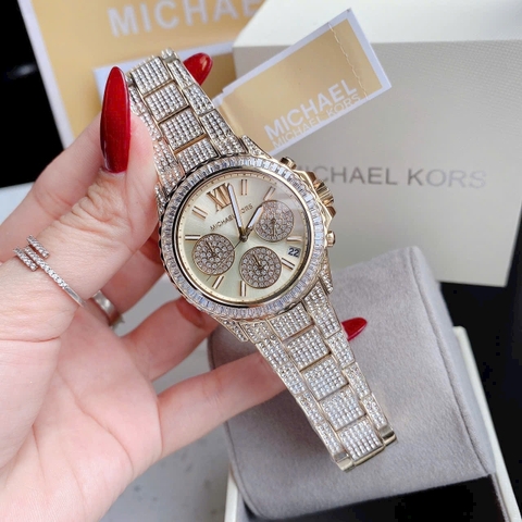 Michael Kors Everest Chronograph |Nữ Giới |Full Đá |Vàng Gold |Máy Pin |Size Lớn 36mm