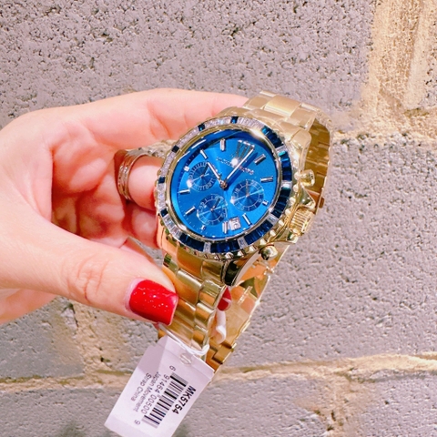 Michael Kors Everest |Unisex |Mặt Xanh |Dây Kim Loại |Vàng Gold |Máy Pin |Size Vừa 42mm