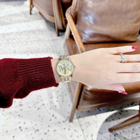 Micheal Kors Bryant Three-Hand |Nữ Giới |Đính Đá |Dây Kim Loại Vàng Gold |Máy Pin (Quartz) |Size 35mm