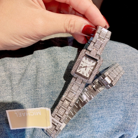 Micheal Kors Emery |Nữ Giới |Mặt Vuông |Dây Kim Loại Full Đá Silver |Máy Pin (Quartz) |Size 32mm