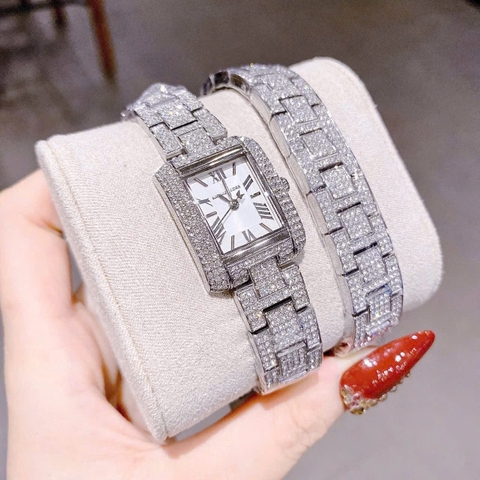 Micheal Kors Emery |Nữ Giới |Mặt Vuông |Dây Kim Loại Full Đá Silver |Máy Pin (Quartz) |Size 32mm
