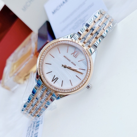 Micheal Kors Mindy |Nữ Giới |Mặt Tròn |Dây Kim Loại Demi Rose Đính Đá |Máy Pin (Quartz) |Size 36mm
