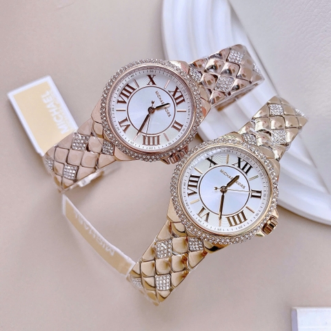 Micheal Kors Mini-Camille |Nữ Giới |Vàng Gold |Dây Kim Loại Đính Đá |Máy Pin (Quartz) |Size 33mm