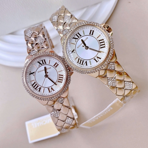 Micheal Kors Mini-Camille |Nữ Giới |Vàng Gold |Dây Kim Loại Đính Đá |Máy Pin (Quartz) |Size 33mm