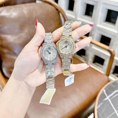 Micheal Kors Mini-Raquel |Nữ Giới |Mặt Full Pha Lê |Dây Kim Loại Silver |Máy Pin (Quartz) |Size 32mm
