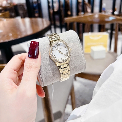 Micheal Kors Mini Sage |Nữ Giới |Mặt Khảm Trai |Dây Kim Loại Vàng Gold |Máy Pin (Quartz) |Size 31mm