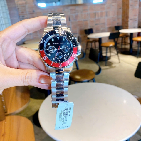 Micheal Kors Oversized Everest |Nam Giới |Benzel Đỏ Xoay |Dây Kim Loại |Máy Pin (Quartz) |Size 43mm