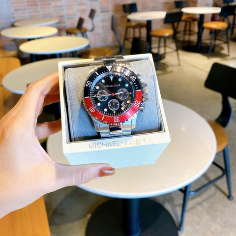 Micheal Kors Oversized Everest |Nam Giới |Benzel Đỏ Xoay |Dây Kim Loại |Máy Pin (Quartz) |Size 43mm