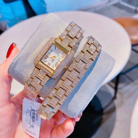 Micheal Kors Petite Emery |Nữ Giới |Mặt Chữ Nhật |Vòng Tay Full Đá Rose Gold |Máy Pin (Quartz) |Size 32mm