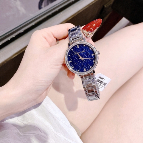 Micheal Kors Pyper |Nữ Giới |Mặt Đính Đá Xanh Dương |Dây Kim Loại Silver |Máy Pin (Quartz) |Size 36mm