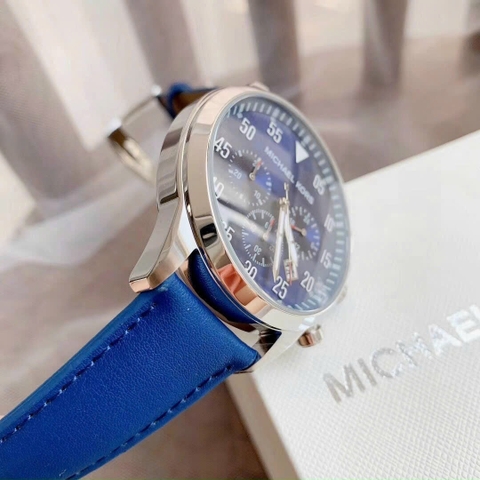 Michael Kors Gage Leather |Nam Giới |Mặt Xanh |Dây Da Xanh |Máy Pin (Quartz) |Size Lớn 45mm
