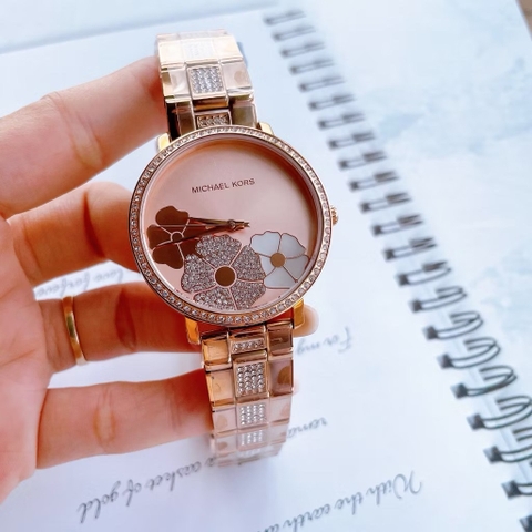 Michael Kors Jaryn |Nữ Giới |Mặt In Hoa |Dây Kim Loại Rose Gold |Máy Pin (Quartz) |Size 38mm