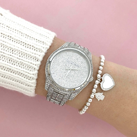 Michael Kors Lauryn |Nữ Giới |Full Đá |Dây Kim Loại Trắng Silver |Máy Pin (Quartz) |Size 38mm