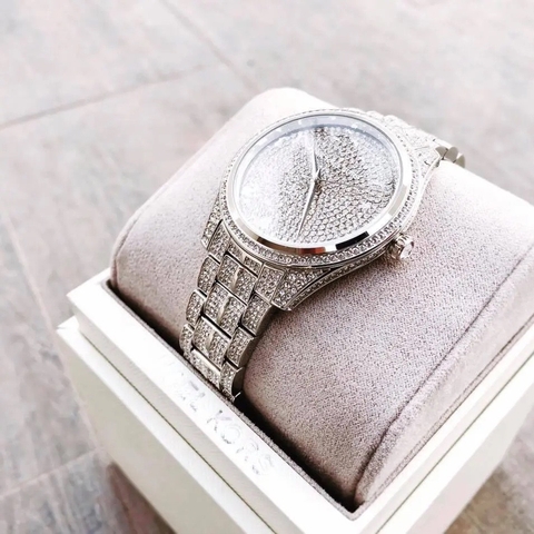 Michael Kors Lauryn |Nữ Giới |Full Đá |Dây Kim Loại Trắng Silver |Máy Pin (Quartz) |Size 38mm