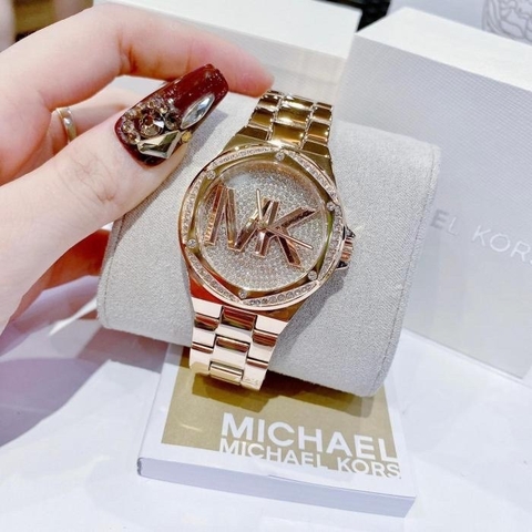Michael Kors Lennox |Nữ Giới |Rose Gold |Mặt Đính Đá |Dây Kim Loại |Máy Pin |Size Lớn 37mm