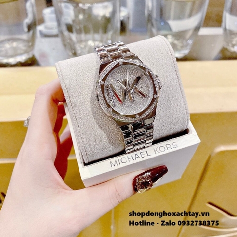 Michael Kors Lennox |Nữ Giới |Trắng Silver |Mặt Đính Đá |Dây Kim Loại |Máy Pin |Size Lớn 37mm