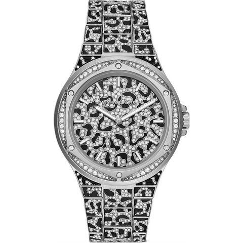 Michael Kors Lennox |Unisex |Silver |Dây Kim Loại Họa Tiết Báo |Máy Pin (Quartz) |Size 43mm