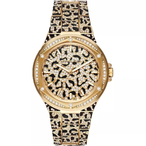 Michael Kors Lennox |Unisex |Vàng Gold |Dây Kim Loại Họa Tiết Báo |Máy Pin (Quartz) |Size 43mm