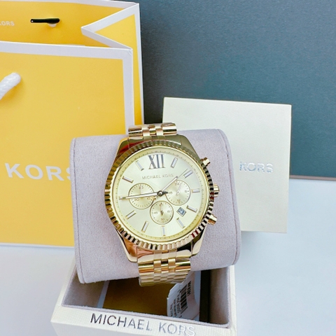 Michael Kors Lexington |Nam Giới |Mặt Vàng |Dây Kim Loại Vàng Gold |Máy Pin |Size Lớn 45mm