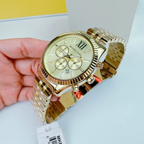 Michael Kors Lexington |Nam Giới |Mặt Vàng |Dây Kim Loại Vàng Gold |Máy Pin |Size Lớn 45mm