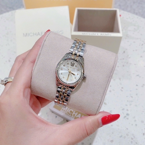 Michael Kors Lexington |Nữ Giới |Mặt Tròn Trắng Silver |Dây Kim Loại |Máy Pin |Size Nhỏ 26mm