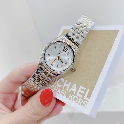 Michael Kors Lexington |Nữ Giới |Mặt Tròn Trắng Silver |Dây Kim Loại |Máy Pin |Size Nhỏ 26mm