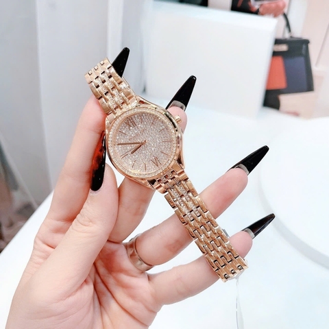 Michael Kors Mindy |Nữ Giới |Mặt Full Đá |Rose Gold |Dây Kim Loại |Máy Pin |Size Lớn 36mm