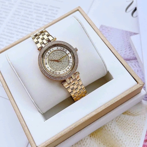 Michael Kors Mini Darci |Nữ Giới |Đá Vàng Gold |Dây Kim Loại |Máy Pin (Quartz) |Size Vừa 33mm