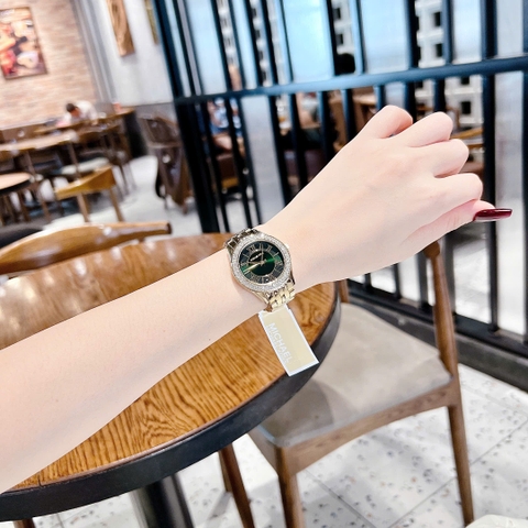 Micheal Kors Mini Harlowe |Nữ Giới |Mặt Xanh Lá |Dây Kim Loại Vàng Gold |Máy Pin (Quartz) |Size 33mm