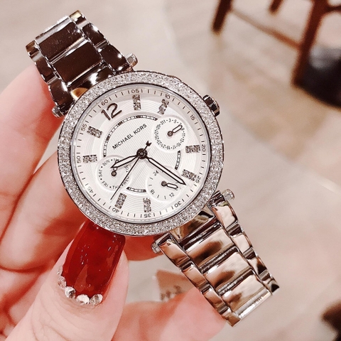 Michael Kors Mini Parker |Nữ Giới |Trắng Silver |Dây Kim Loại |Máy Pin (Quartz) |Size Vừa 33mm