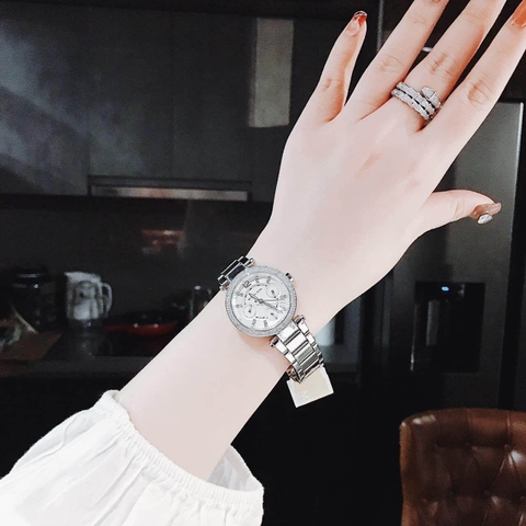 Michael Kors Mini Parker |Nữ Giới |Trắng Silver |Dây Kim Loại |Máy Pin (Quartz) |Size Vừa 33mm