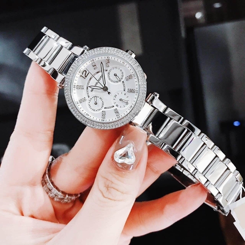 Michael Kors Mini Parker |Nữ Giới |Trắng Silver |Dây Kim Loại |Máy Pin (Quartz) |Size Vừa 33mm