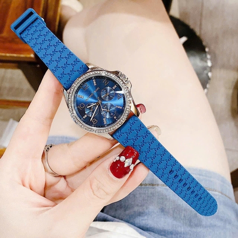 Michael Kors Mini Pilot |Nữ Giới |Đính Đá |Dây Silicone Xanh Dương |Máy Pin (Quartz) |Size 36mm