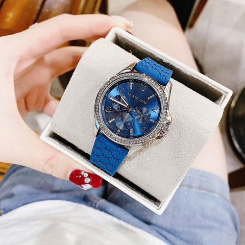 Michael Kors Mini Pilot |Nữ Giới |Đính Đá |Dây Silicone Xanh Dương |Máy Pin (Quartz) |Size 36mm