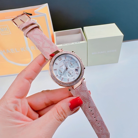 Michael Kors Parker Chronograph |Nữ Giới |Dây Da Hồng |Rose Gold |Máy Pin |Size Lớn 39mm