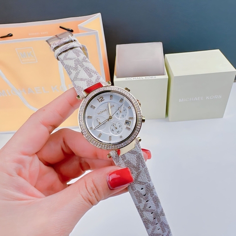 Michael Kors Parker Chronograph |Nữ Giới |Dây Da MK |Vàng Gold |Máy Pin |Size Lớn 39mm