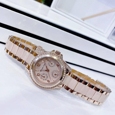 Michael Kors Parker Mini Blair |Nữ Giới |Dây Kim Loại Mix Acetate Hồng |Máy Pin |Size Vừa 33mm