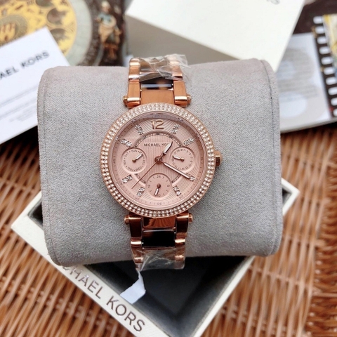 Michael Kors Parker Mini |Nữ Giới |Dây Kim Loại Mix Acetate Nâu |Máy Pin (Quartz) |Size 33mm