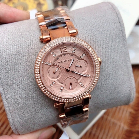 Michael Kors Parker Mini |Nữ Giới |Dây Kim Loại Mix Acetate Nâu |Máy Pin (Quartz) |Size 33mm