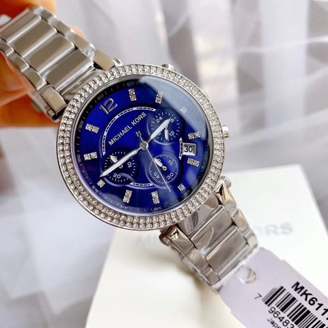 Michael Kors Parker |Nữ Giới |Mặt Xanh Dương |Dây Kim Loại Silver |Máy Pin (Quartz) |Size 38mm