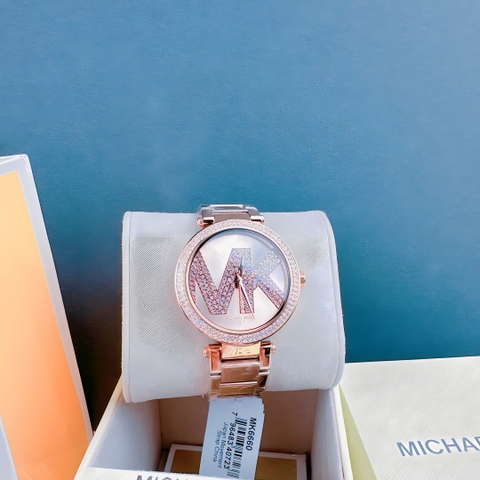 Michael Kors Parker |Nữ Giới |Rose Gold |Đính Đá MK |Dây Kim Loại |Máy Pin |Size Lớn 39mm